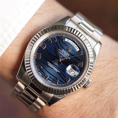 rolex date date blue dial|rolex white gold blue dial.